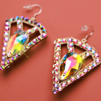 Boucles d'oreilles brillantes en strass creux à 2 côtés Costumes de danse du ventre Accessoires de bijoux