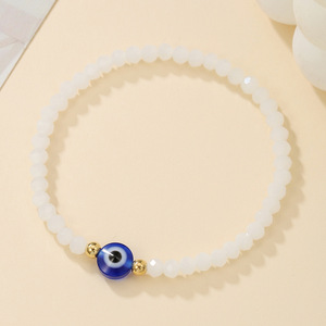 Evil Eye Acrylic <b>Beaded</b> <b>Bracelet</b> Blue <b>Crystal</b> Round Geometric Women's Jewelry Gift D1685-1 - Product Image 2