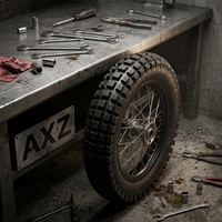 Neumáticos de motocicleta todoterreno AXZ WS124 de 17 y 14 pulgadas, llanta de hierro de alta resistencia, núcleo de tambor negro SDG de 15 mm, nuevo estado, juego completo, 1 año de garantía