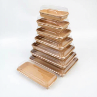 Boîte à sushi jetable écologique en papier kraft de qualité alimentaire, enduite de PE, imperméable, résistante à l'huile, boîte à emporter pliable pour sushi