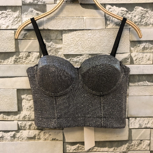 Gilet en poudre or court écharpe Bustier brillant <span class=keywords><strong>haut</strong></span> court vêtements de Festival fée Grunge femmes Camisole en maille débardeur - Product Image 1