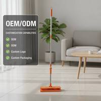 Serpillère plate détachable à éjection en un clic, manche en acier inoxydable de 129,5 cm, tête rotative à 360°, ultra légère