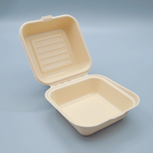 Caja de hamburguesas biodegradable de 6 pulgadas, bagazo compostable desechable, hamburguesa, Concha para embalaje de alimentos ecológico - Product Image 3