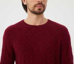 Maglioni girocollo in maglia di colore solido 2025 di vendita caldo 90% lana Merino 10% maglioni di diamanti in Cashmere per uomini d'affari - Product Image 3