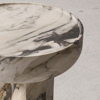 Table d'appoint Dream Home en marbre massif avec plateau en forme de bol à rebord encastré, piétement géométrique fendu, mobilier de décoration intérieure
