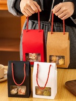 Boîte en cuir de vachette portable, boîte cadeau blanche, petit sac fourre-tout avec fenêtre transparente, sac cadeau, boîte à pâtisserie feuilletée flocon de neige, boîte à biscuits nougat