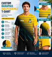 T-shirt à manches courtes personnalisé avec logo, design gratuit, Jour de l'Indépendance des Bahamas, tee-shirt patriotique, vacances d'été pour hommes, femmes et enfants