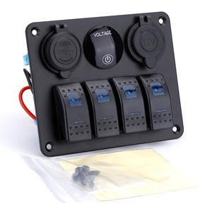 Vier Poorten Aan Uit Led Licht Toggle Waterdichte Boot Marine Rocker Schakelaar Paneel Usb Auto Stopcontact Met Touch Schakelaar <span class=keywords><strong>Voltmeter</strong></span> - Product Image 6