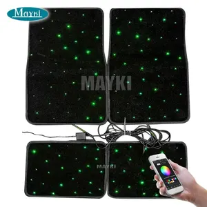 Fabric custom fibre optic starlight full set car mats 4 pieces universal optical fiber star light car floor mats