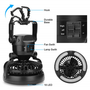 Farol Led para acampada en el techo, funciona <span class=keywords><strong>con</strong></span> pilas, de calidad, Oem, al por mayor, <span class=keywords><strong>con</strong></span> rotación de 360, para exteriores, <span class=keywords><strong>con</strong></span> ventilador y gancho - Product Image 3