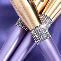 DailyQueen Ensemble de pinceaux de maquillage 14 pièces avec logo personnalisé diamant en cristal violet Échantillons gratuits pour correcteur