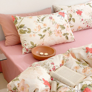 Monet Bộ đồ giường 3 món cỡ King Phong Cách sân vườn Bộ vỏ gối mềm mại thoáng khí vỏ chăn bông 100% in hoa thực vật - Product Image 4