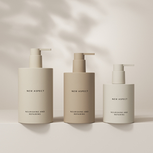 Rỗng 300ml 400ml 500ml Matt Nude grey Brown rửa tay Lotion chai dầu gội điều hòa chai với bơm - Product Image 1