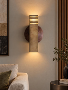 Modern Geometric Brass <b>Wall</b> Sconce Sculptural Slatted <b>Wall</b> Lamp Mid Century Decorative <b>Lighting</b> Fixture for Bedroom Living Room - Product Image 1