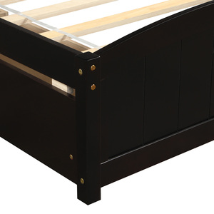 Lit plateforme double en bois massif Espresso avec 2 tiroirs, design tête et <span class=keywords><strong>pied</strong></span> de lit, lit de chambre pour enfants et adolescents - Product Image 6