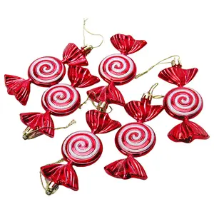 Wholesale Christmas Tree Decoration Accessories Flat Fish Tail Pendant Candy Painted Swirl Small Plastic Pendant Holiday