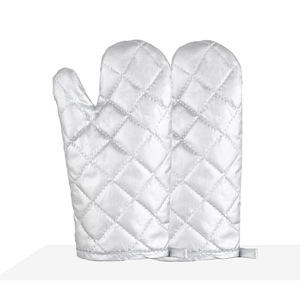Oven Mitts <b>Silver</b> Coated 26cm Heat Resistant For Baking Microwave Use - Product Image 4