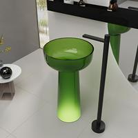 Lavabo de salle de bain moderne en résine transparente écologique avec piédestal sur pied et drain, capacité 12L, garantie 5 ans