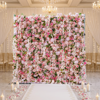 Stand backdrop portabel dinding bunga modern warna pink dan biru dari plastik berkualitas baik