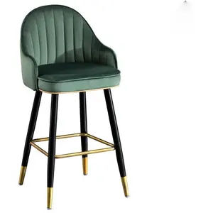 مقاعد عالية الظهر بتصميم بسيط للبيع بالجملة أثاث ذهبي الانتهاء من قطيفة بار البراز الحديثة