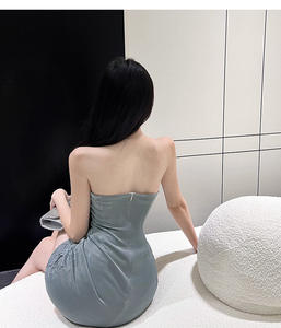 Mujeres Sexy Tight Straight Cut Vestidos <span class=keywords><strong>Micro</strong></span> <span class=keywords><strong>Mini</strong></span> Black Tube Dress para mujeres Dos piezas - Product Image 6