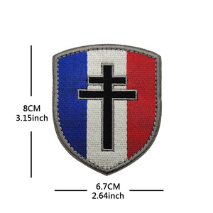 Patch brodé personnalisé tricolore bleu, blanc, rouge, prêt à être expédié, pour sacs à dos tactiques, chapeaux, gilets tactiques - Product Image 6