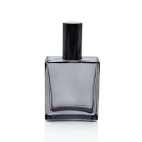 Bouteille de parfum rectangle, poids léger, transparent, noir, avec capuchon de pompe en aluminium, 5 ml, 50ml, livraison rapide