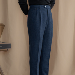 <span class=keywords><strong>Pantalon</strong></span> de <span class=keywords><strong>costume</strong></span> en <span class=keywords><strong>laine</strong></span> à chevrons classique pour <span class=keywords><strong>homme</strong></span> MCP206, décontracté, hiver, coupe droite, taille moyenne, anti-froissement, plissé devant - Product Image 6