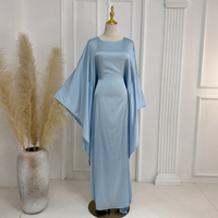 Abaya Papillon en Satin Femme Musulmane Mode Pudique Robe Longue Luxe Soie Proche Vêtement Islamique Dubai 2024