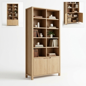 Librero Moderno con Acabado en Madera <span class=keywords><strong>de</strong></span> Roble Claro, Estantería Personalizada OEM, Mueble <span class=keywords><strong>de</strong></span> Almacenamiento Abierto para Sala <span class=keywords><strong>de</strong></span> Estar u <span class=keywords><strong>Oficina</strong></span> - Product Image 3