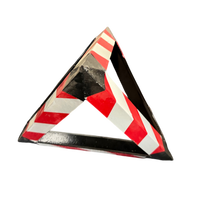 Cône de signalisation triangulaire en fer / Grand cône de signalisation avec panneau d'avertissement, robuste, 50 cm, pour chantier extérieur