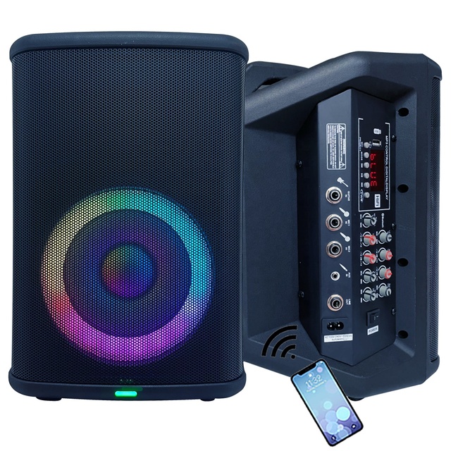 1000 W 8" Portable Professional Audio Guitar Outdoor PA Speaker System Sound Box with Rechargeable Battery LED Lights BT Echo