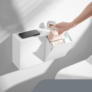 Cesta de almacenamiento montada en la pared Baño Caja de almacenamiento para el hogar Caja de papel higiénico-Estante de caja de pañuelos impermeable - Product Image 3