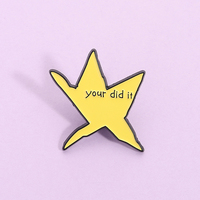 Pin Enamel Bintang Meme 'You Did It' Kreatif Bentuk Meteor Pentagram Tak Beraturan, Bros Penanda Kerah, Perhiasan Hadiah untuk Teman