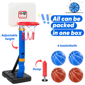 Ensemble de panier de basket réglable en hauteur pour enfants avec 4 ballons et pompe, base remplissable, pour intérieur et extérieur, jouet sportif pour piscine - Product Image 5