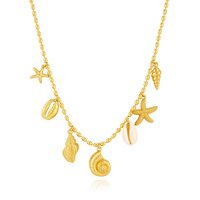 Collier de mode pour femme en cuivre, avec étoile de mer dorée, coquillage et pierre naturelle, style océan, pour soirée, été et plage