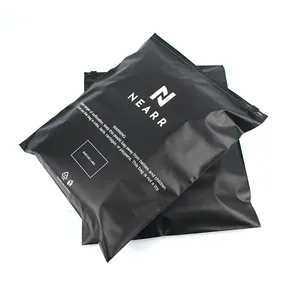 Personalizzato eco friendly nero opaco smerigliato PE imballaggio sacchetti di plastica con cerniera costumi da bagno vestiti t-shirt borse plastica nera