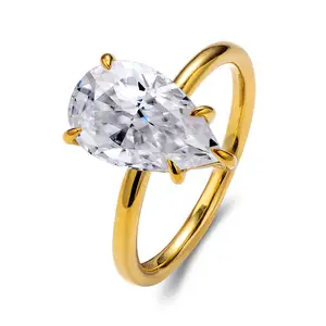 梨切硅石钻石戒指Reddit定制服务碎冰精品珠宝14k黄金戒指霍利来吧珠宝