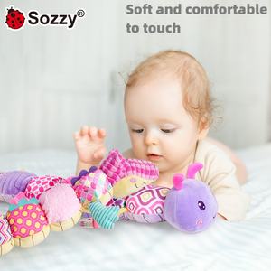 कस्टम संवेदी पशु सुखदायक नरम प्लश रश रटल्स क्रेल ट्यूमर समय खिलौने कैटरपिलर संगीत भरा खिलौना - Product Image 6