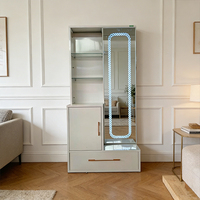 Meuble de rangement métallique, fabrication directe usine, coiffeuse moderne en fer éclairée sur pied, personnalisable pour hôtel, chambre, salle de bain, salon