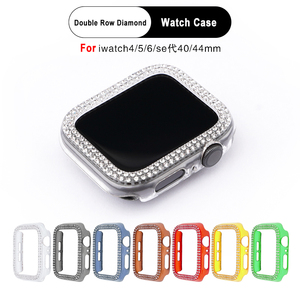 Lusso Bling doppio diamante copertura orologio cassa 40mm 44mm custodia di protezione PC per <span class=keywords><strong>Apple</strong></span> <span class=keywords><strong>I</strong></span> <span class=keywords><strong>Watch</strong></span> 4/5/6/<span class=keywords><strong>SE</strong></span> - Product Image 2