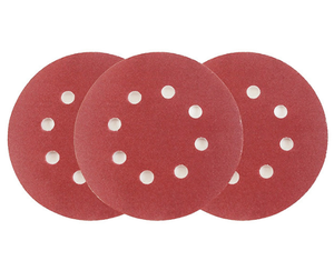Papier abrasif en <span class=keywords><strong>disque</strong></span> 8 trous, floqué rouge, pour ponçage <span class=keywords><strong>à</strong></span> sec et polissage, auto-adhésif, avec support en velours - Product Image 3