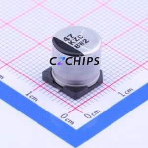 ตัวเก็บประจุแบบไฮบริดของเหลว-ของแข็ง EEHZC1K470P อลูมิเนียมอิเล็กโทรไลต์ ชนิด SMD, ขนาด D10xL10.2 มม. 47uF 20% 80V 204mA-100Hz - Product Image 1