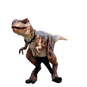 Costume de dinosaure <span class=keywords><strong>T</strong></span>-<span class=keywords><strong>Rex</strong></span> personnalisé, marron, avec jambes apparentes, fonction de rugissement, structure métallique, peau en silicone, étanche intérieur/extérieur, manuel - Product Image 1