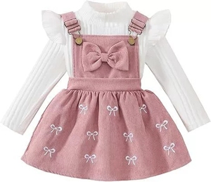 Nouvelle collection Printemps-Automne 2026 : Ensemble 2 pièces pour bébés filles, comprenant un haut à manches longues et une salopette - Product Image 1