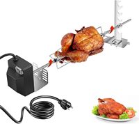 Kit de Asador Giratorio SEB, Asador Giratorio Automático Universal para Barbacoa, 2 x 4 Horquillas para Jardín y Exteriores