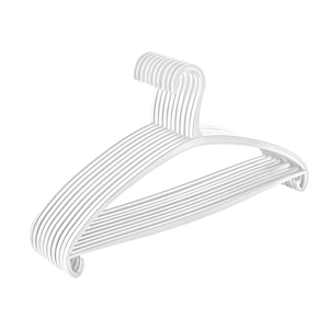 Wholesale hangers high quality white plastic hangers space saving pants suit cloth hangers for wardrobe