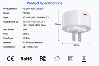 Adaptor Daya Pengisi Daya Cepat USB-C PD 25W Tipe-C untuk iPhone, Samsung, Ponsel Android, dan Tablet