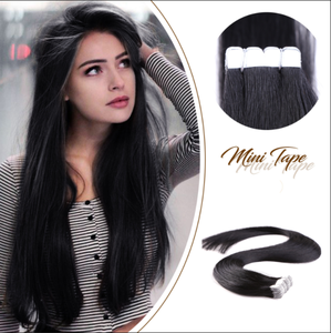 Extensions de cheveux mini-adhésives Remy vierges à cuticules intactes, tissage invisible en cheveux humains lisses pour femmes, pour coiffures DIY sur toute la tête. - Product Image 2