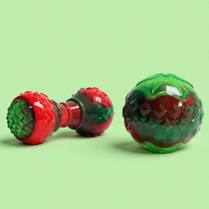 Giocattolo per cani dai colori natalizi-Stick da masticare a forma di bilanciere a forma di palla elastica giocattolo interattivo per animali domestici - Product Image 4